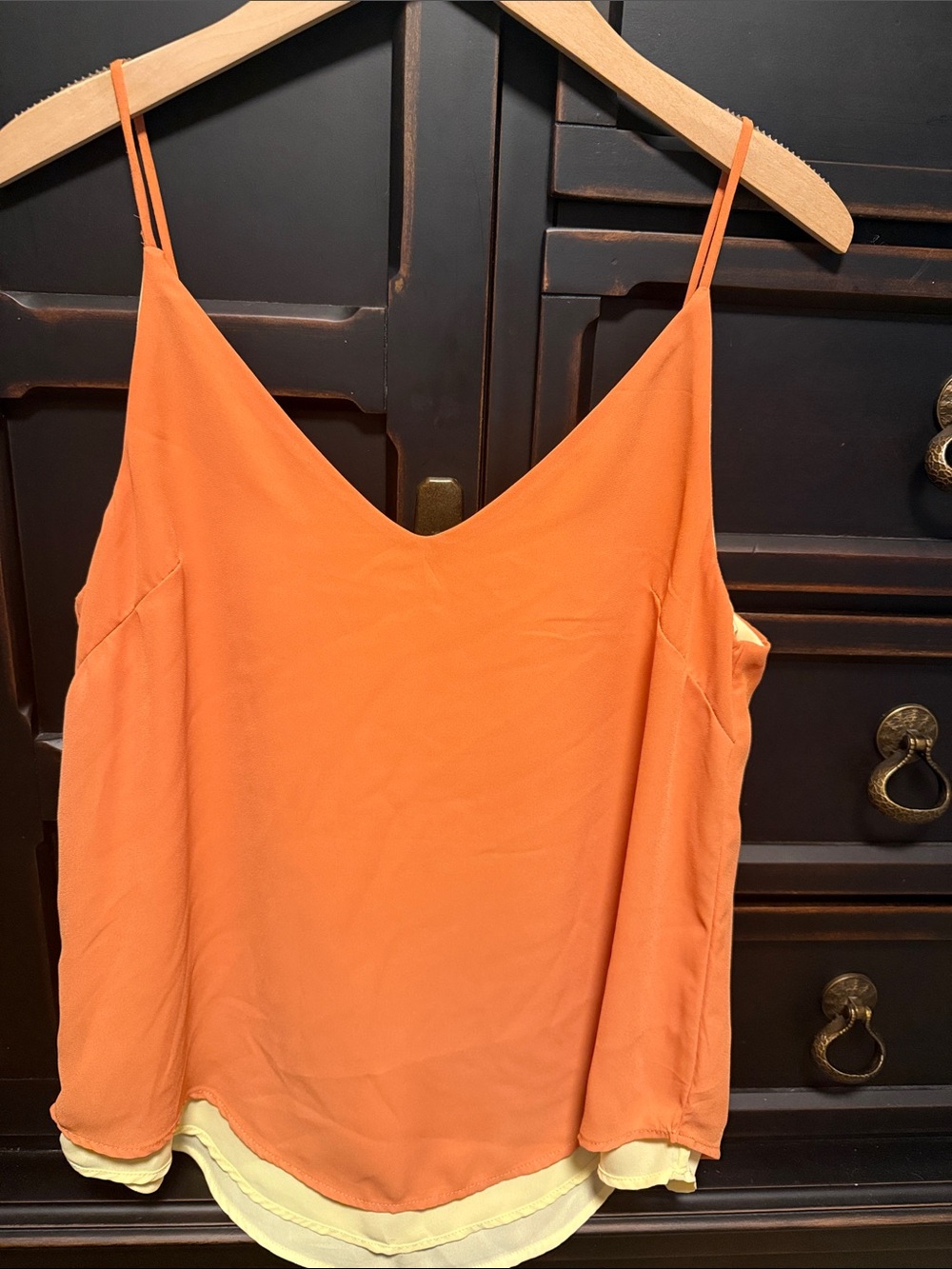 Orange Double-Layer V-Neck Camisole Top